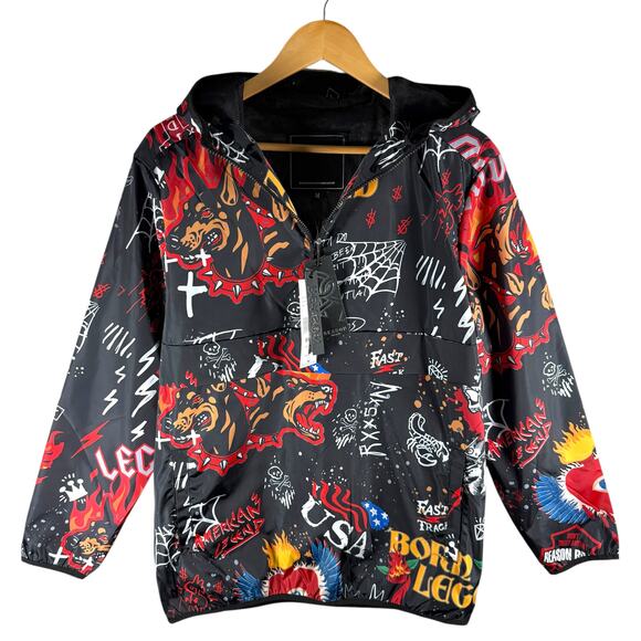 Reason New York Born Legend Pullover Windbreaker Men’s M - Deadstock Streetwear - Picture 1 of 13